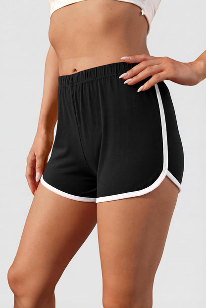 Women'S Cotton Gym Yoga Summer Running Active Dance Elastic Shorts, Pack of 2