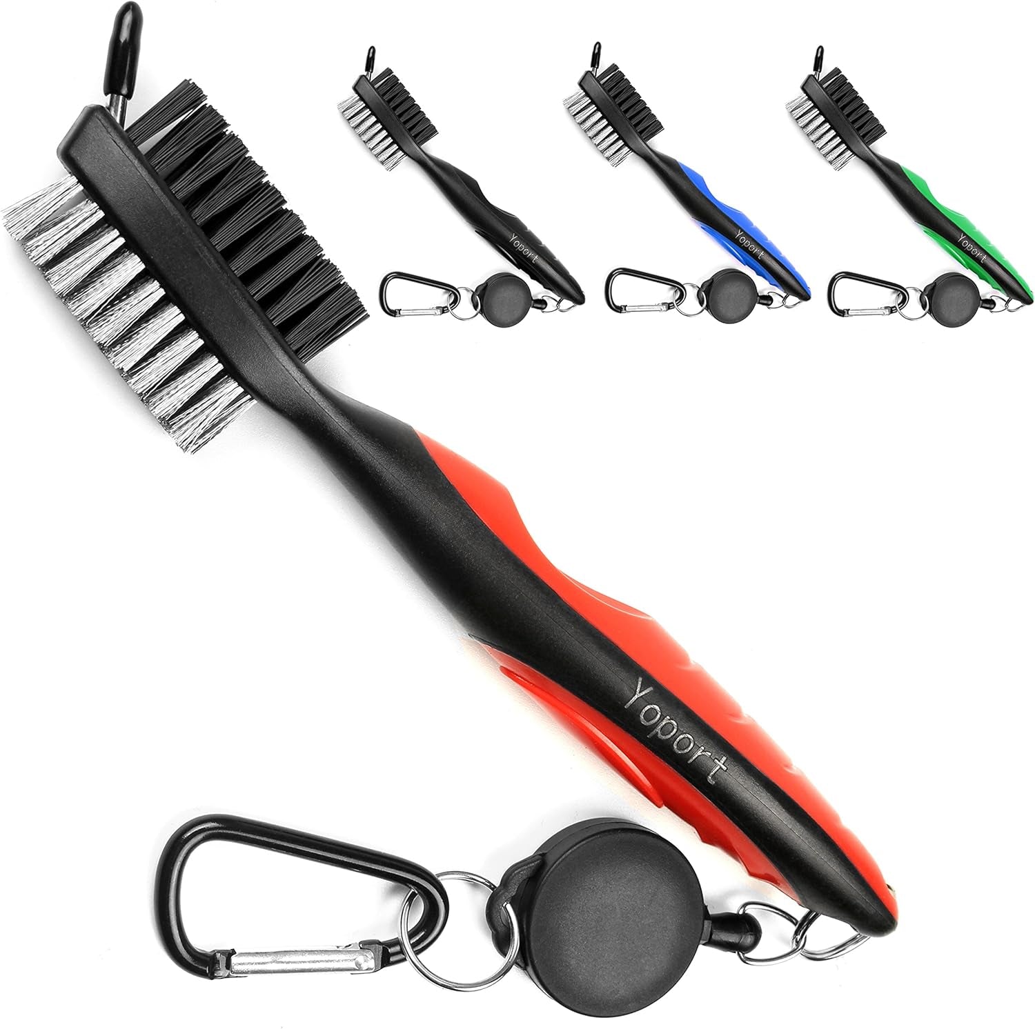 ® Golf Club Brush and Club Groove Cleaner 2 Ft Retractable Zip-Line Aluminum Carabiner, Lightweight and Stylish, Ergonomic Design, Easily Attaches to Golf Bag