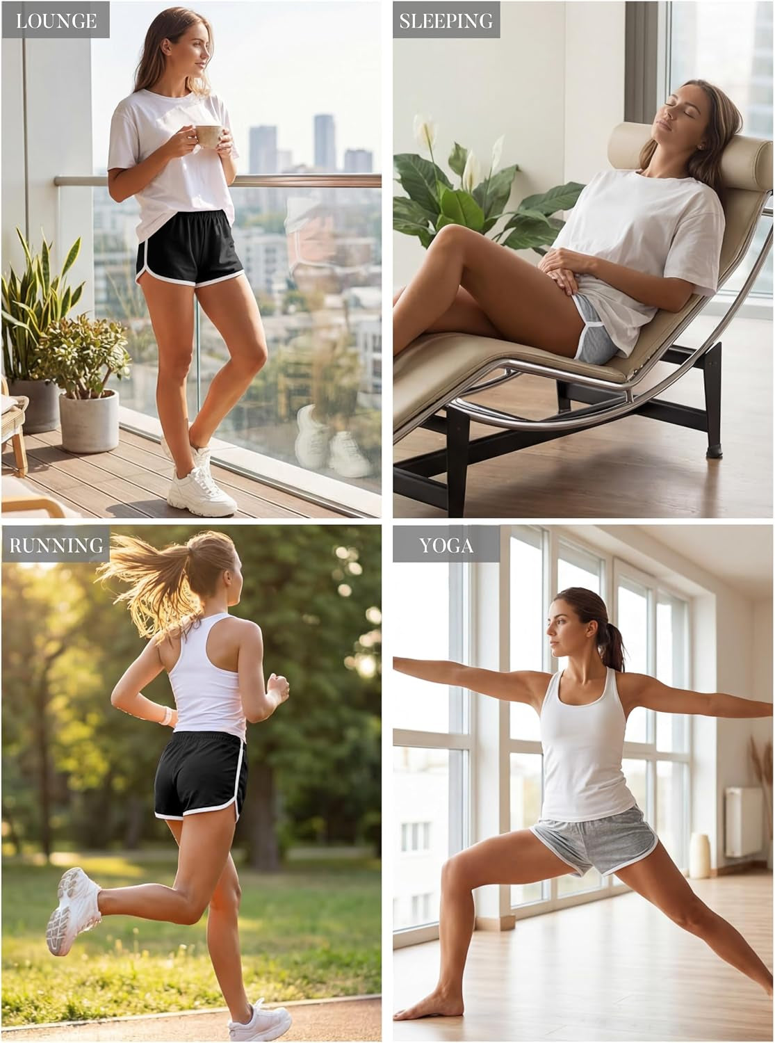 Women'S Cotton Gym Yoga Summer Running Active Dance Elastic Shorts, Pack of 2
