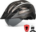 Bike Helmet with USB Rechargeable Rear Light Detachable Magnetic Goggles Removable Sun Visor Mountain & Road Bicycle Helmets for Men Women Adult Cycling Helmets