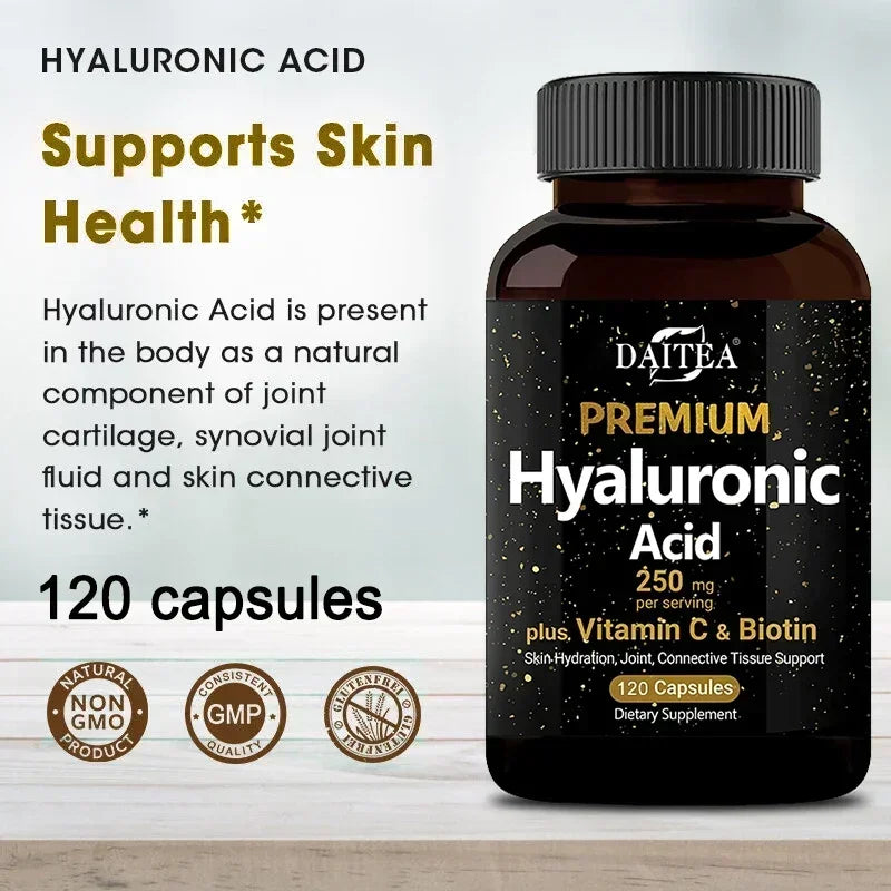 Premium Hyaluronic Acid  Supplement | Contains Vitamin C and Biotin, Skin Moisturizing, Maintain Joint Health, Promote Hair Growth