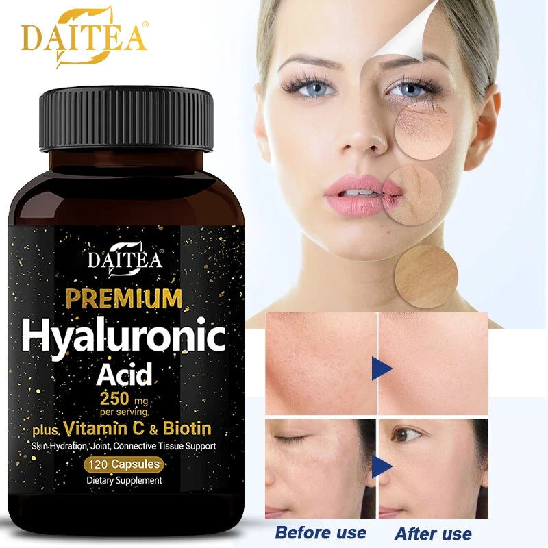 Premium Hyaluronic Acid  Supplement | Contains Vitamin C and Biotin, Skin Moisturizing, Maintain Joint Health, Promote Hair Growth