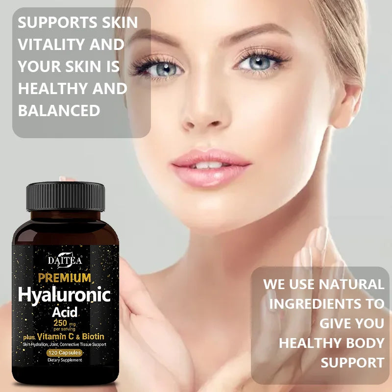 Premium Hyaluronic Acid  Supplement | Contains Vitamin C and Biotin, Skin Moisturizing, Maintain Joint Health, Promote Hair Growth