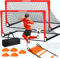 Kids Soccer Goals for Backyard, 2 of 6 X 4 Ft Kids Soccer Goal Set Soccer Net with 10 Soccer Cones, Agility Ladder & Carry Bag, Portable Soccer Training Equipment.