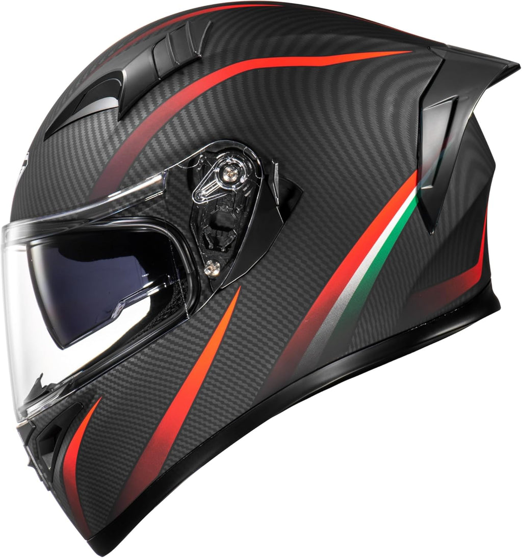 Full Face Motorcycle Helmet with Internal Tinted Visor & DOT Approved for Moped ATV Cruiser Scooter (Matt Red, X-Large)