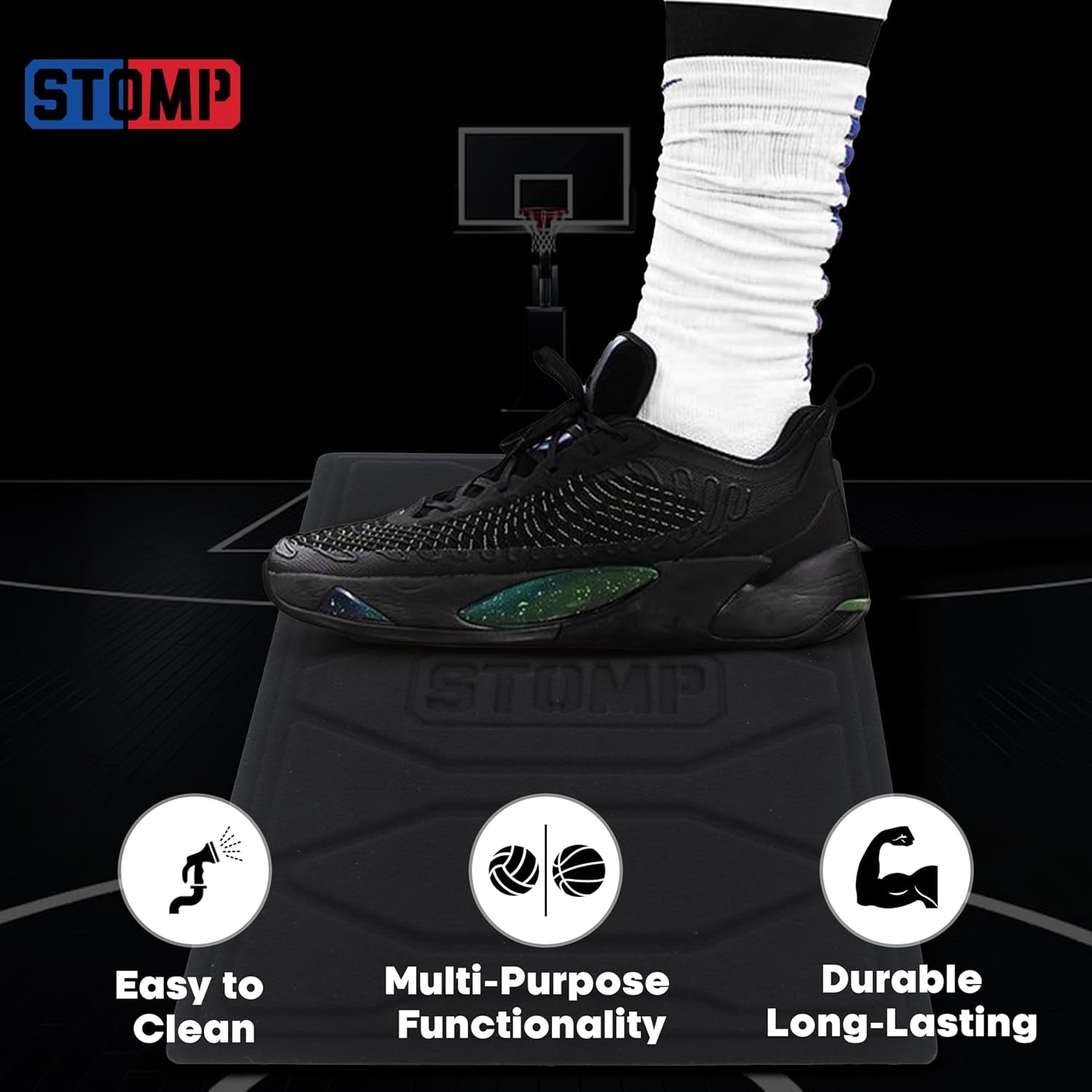 Athletics: Reusable Mini Traction Mat (As Seen on Shark Tank) for Volleyball & Basketball Shoes - Alternative for Basketball Sticky Mats - Non-Slip Shoe Cleaning Pad - 11"X15"